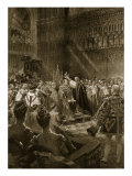 Coronation Ceremony of 1902: King Edward VII During Act of Crowning, 'The Illustrated London News' Giclee Print by Samuel Begg