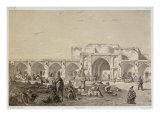 Caravanserai on the road from Isfahan to Shiraz Giclee Print by Eugene Flandin
