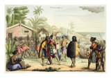 Polynesian Natives Greeting and Rubbing Noses, engraved by A. Bernati Giclee Print by Giacomo Casa