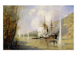The Russian Destroyer 'Shutka' attacking a Turkish ship on the 16th June 1877 Giclee Print by Aleksei Petrovich Bogolyubov