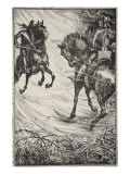 Sore was the contest, illustration, 'Stories of King Arthur and the Round Table' by Beatrice Clay Giclee Print by Dora Curtis