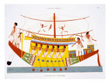 A Riverboat on the Nile, from a Rare Record of Frescoes from Thebes, recorded 1819-1822 reproduction procédé giclée par Frederic Cailliaud