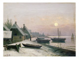 Fishing Boats in the Winter Sunlight Reproduction procédé giclée par Anders Andersen-Lundby
