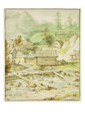 Nordic Landscape with Wooden Hut and Weir Giclee Print by Allaert Van Everdingen
