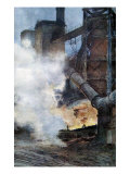 Steelworks at Chasse, Isere, 1917 Giclee Print by Francois Flameng
