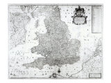 A New Map of the Kingdom of England and the Principalitie of Wales, 1669 Giclee-trykk av William Berry