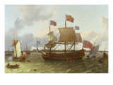 The Three-Master 'Britannia' in Rotterdam, 1698 Giclee-trykk av Ludolf Backhuysen The Three-Master 'Britannia' in Rotterdam, 1698 Giclee-trykk av Ludolf Backhuysen