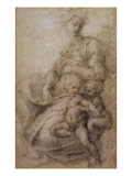 The Virgin and Child with the infant Baptist, c.1530 Giclée-tryk af Michelangelo Buonarroti