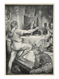 Beowulf replies haughtily to Hunferth, from 'Hero Myths and Legends of British Race' by M.I. Ebbutt Giclee Print by John Henry Frederick Bacon