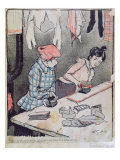 Caricature Depicting Two Washerwomen Gossiping, late 19th century Giclee Print by Fernand Louis Gottlob