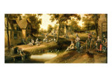 A Village Scene with Peasants on Banks of a Stream Giclee Print by Cornelius Droochsloot