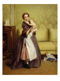 Young Mother with her Children in a Salon Reproduction procédé giclée par Gustave Leonard de Jonghe