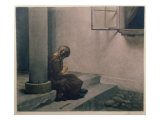 Girl Sitting on the Steps reproduction procédé giclée par Peter Vilhelm Ilsted