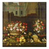 Still Life with Flowers, Fruits and Shells Reproduction procédé giclée par Balthasar van der Ast