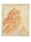 Suspended Angel and Architectural Sketch, c.1600 Giclee Print by Bernardino Barbatelli Poccetti