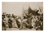 Alva's Statue Being Dragged Through the Streets of Antwerp Impressão giclée por Raoul Charles Verlet