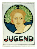 Young Woman with a Wreath of Laurel, illustration from 'Jugend' Magazine, 24th July 1897 reproduction procédé giclée par Ludwig Raders