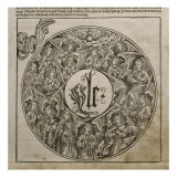 God the Father Creating the Angels, Illustration from the 'Liber Chronicarum' by Hartmann Schedel Reproduction procédé giclée par Michael Wolgemuth