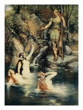 Three maidens swam close to the shore, from 'The Stories of Wagner's Operas' by J. Walker McSpadden Lámina giclée por Ferdinand Leeke Three maidens swam close to the shore, from 'The Stories of Wagner's Operas' by J. Walker McSpadden Lámina giclée por Ferdinand Leeke