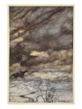 The ravens of Wotan, illustration from 'Siegfried and the Twilight of the Gods', 1924 Giclee Print by Arthur Rackham