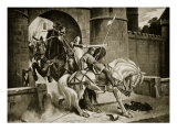 Combat Between William and Robert at Gerberoy, Illustration, 'Hutchinson's Story of British Nation' Giclee Print by M. Mackinlay