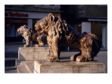 Two Statues of Lions Giclee-trykk av Giovanni Bonazza