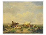 Herdsman and Herd, c.1880 Impressão giclée por Eugene Joseph Verboeckhoven Herdsman and Herd, c.1880 Impressão giclée por Eugene Joseph Verboeckhoven