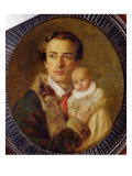 Portrait of Alexander Herzen with his son, 1840 Giclee Print by Alexander Lavrentievich Vitberg