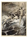 Rhinemaidens obtain possession of ring, illustration from 'Siegfried and the Twilight of Gods' Giclee Print by Arthur Rackham