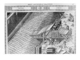 Bridge Made in Shape of Boat, Illustration from 'Diverse Imaginary Machines' by Agostino Ramelli Giclee Print by Agostino Ramelli