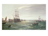 Portsmouth Harbour: HMS 'Victory' among the Hulks, 1892 Giclee Print by Robert Ernest Roe