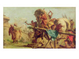 The Building of the Trojan Horse, c.1760 Giclée-tryk af Giandomenico Tiepolo The Building of the Trojan Horse, c.1760 Giclée-tryk af Giandomenico Tiepolo