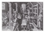 The Development of Printing, Plate 5 from 'Nova Reperta' reproduction procédé giclée par Jan van der Straet
