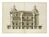 Houghton Hall: Cross-Section of the Hall and Salon, Engraved by Pierre Fourdrinier, 1735 Giclee Print by Isaac Ware