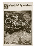 Sir Percival Rideth Black Horse, Illustration 'The Story of Grail and the Passing of Arthur', Impressão giclée por Howard Pyle Sir Percival Rideth Black Horse, Illustration 'The Story of Grail and the Passing of Arthur', Impressão giclée por Howard Pyle