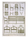 Designs for Wooden Chairs and Benches for the Garden, from 'L'Art du Menuisier', pub. 1769-74 Giclee Print by Andre Jacob Roubo Designs for Wooden Chairs and Benches for the Garden, from 'L'Art du Menuisier', pub. 1769-74 Giclee Print by Andre Jacob Roubo