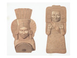Two Terracotta Figures of Women from Palenque, Plate from 'Ancient Monuments of Mexico' Giclee Print by Johann Friedrich Maximilian Von Waldeck