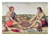 Indians Eating a Meal, engraved by Theodore de Bry Giclee Print by John White