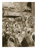 The Procession from Westminster Hall at Coronation of George III and Queen Charlotte Reproduction procédé giclée par Walter Wilson