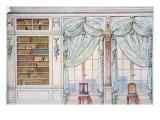 Two Windows with Drawn Curtains and Bookshelves, Illustration from 'Interieurs de Style' Giclee Print by Georges Remon