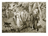 The Meeting of Kenneth and Fenella, 993, Illustration from 'Hutchinson's Story of British Nation' Giclee Print by Dudley C. Tennant