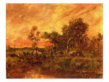 Wooded Landscape with a Faggot Gatherer Giclee Print by Pierre Etienne Theodore Rousseau
