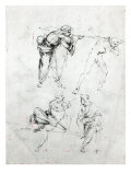 Study of a Man Blowing a Trumpet in Another's Ear, c.1480-82 Giclee Print by Leonardo da Vinci 