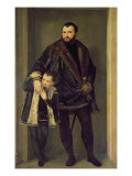 Giuseppe da Porto and his Son Adriano, c.1555 Giclee Print by Paolo Veronese
