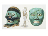 Skull Mask of the God Tezcatlipoca and Mask Representing the God Quetzalcoatl or Tonatiuh, c.1500 Giclee Print by Johann Friedrich Maximilian Von Waldeck