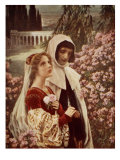 Dante and Beatrice in the Garden Giclee Print by Cesare Saccaggi