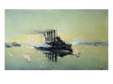 Cruiser 'Askold' Fighting on July 28th 1904 in the Yellow Sea, 1906 Giclée-Druck von Konstantin Veshchilov
