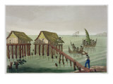 Habitations of Papu Tribe, Rawak, Plate 22 from 'Le Costume Ancien et Moderne' by Jules Ferrario Giclee Print by Vittorio Raineri