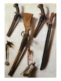 Trompe L'Oeil with Rifles, Sword and Gunpowder Horn Giclée-Druck von Vicente Victoria