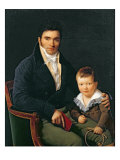Portrait of a Member of the Barbet Family with his Son Giclee Print by Henri Francois Riesener